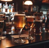 Glasses of wine in a bar photo