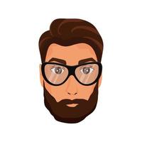 del hombre cara en lentes con barba vector