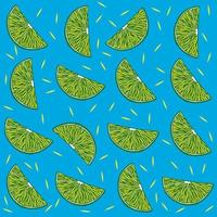 Simple seamless pattern with lime slices on blue background vector