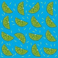 Simple seamless pattern with lime slices on blue background vector