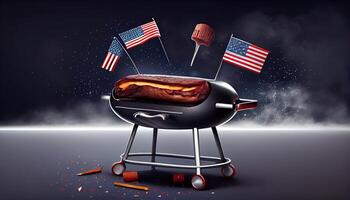 Party table with tater bbq baby back ribs Independence Day time for revolution July 4th photo