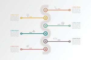 El círculo infográfico empresarial forma seis opciones, procesos o pasos para la presentación. se puede utilizar para presentaciones, diseño de flujo de trabajo, banners y diseño web. concepto de negocio con 6 opciones, pasos, piezas. vector