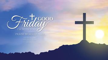 Good Friday christian jesus silhouette background sunset photo