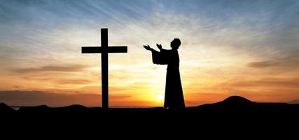 Good Friday christian jesus silhouette background sunset photo