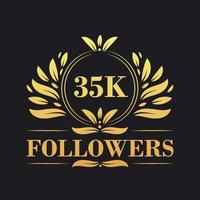 35K Followers celebration design. Luxurious 35K Followers logo for social media followers vector