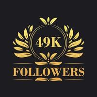 49K Followers celebration design. Luxurious 49K Followers logo for social media followers vector