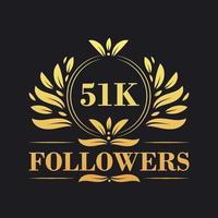 51k seguidores celebracion diseño. lujoso 51k seguidores logo para social medios de comunicación seguidores vector