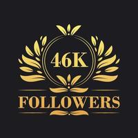 46K Followers celebration design. Luxurious 46K Followers logo for social media followers vector