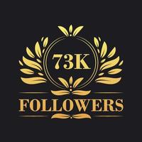 73k seguidores celebracion diseño. lujoso 73k seguidores logo para social medios de comunicación seguidores vector
