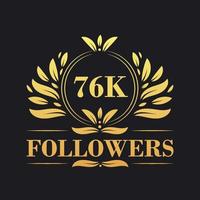 76k seguidores celebracion diseño. lujoso 76k seguidores logo para social medios de comunicación seguidores vector