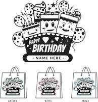 Birthday label sticker template, suitable to print on goodie bag and any merchandise vector