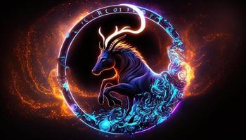 Capricorn Zodiac Sign magical neon energy glowing Generative Art photo