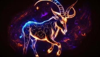 Capricorn Zodiac Sign magical neon energy glowing Generative Art photo