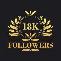 18K Followers celebration design. Luxurious 18K Followers logo for social media followers vector