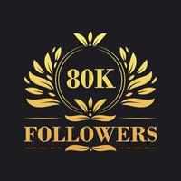 80K Followers celebration design. Luxurious 80K Followers logo for social media followers vector