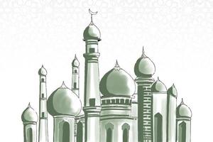 Abstract islamic mosque eid mubarak card background vector