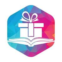 Book gift logo design vector. Present and market symbol or icon. library and surprise logotype design template. vector