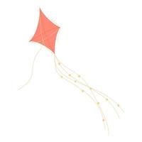 A wonderful colored pink fabric kite with decorations vector stock illustration in flat style isolated on white background