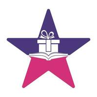 libro regalo estrella forma concepto logo diseño vector. biblioteca y sorpresa logotipo diseño modelo. vector