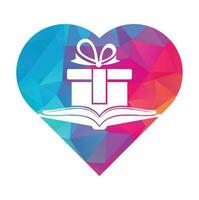 Book gift heart shape concept logo design vector. library and surprise logotype design template. vector