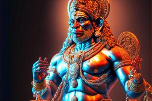 Hanuman Dios vistoso sagrado geometría energía generativo ai foto