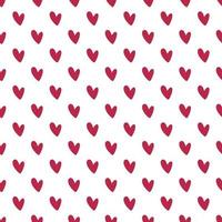 Vector seamless pattern with red hearts. Beautiful minimalistic ornament on white background. Cute print with love symbol for textile and paper.