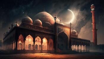 Jama Masjid Indias Largest Mosques in night Illustration photo