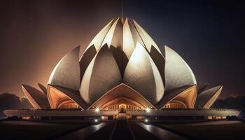 Lotus Temple Experience The God in night Illustration photo