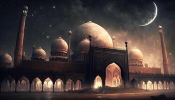 Jama Masjid Indias Largest Mosques in night Illustration photo