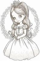 princess coloring page for adults simple cute Generative Art photo