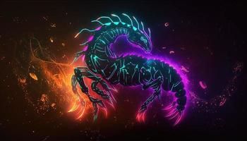 Scorpio Zodiac Sign magical neon energy glowing Generative Art photo