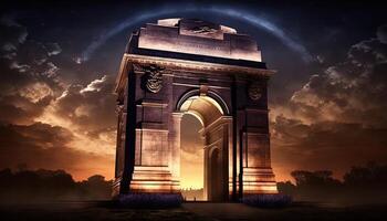 India portón ilustración indio monumentos ilustración generativo ai foto