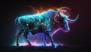 Taurus Zodiac Sign magical neon energy glowing Generative Art photo