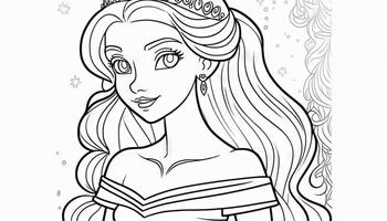 princess coloring page for adults simple cute Generative Art photo