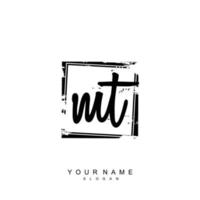 Initial MT Monogram with Grunge Template Design vector