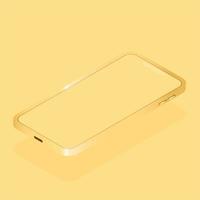 Monochrome yellow realistic 3d smartphone isometric mockup isolated on background. Pastel mobile phone collection with copy space. technology vector illustration for creative design showcase photo