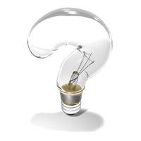 Incandescent lamp. Light bulb. Curved light bulb. Bulb in the form of a question mark. 3D rendering of a curved light bulb photo