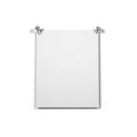 White sheet of paper bolted with screws. 3D render of a blank sheet of paper attached with screws photo