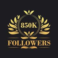 850k seguidores celebracion diseño. lujoso 850k seguidores logo para social medios de comunicación seguidores vector