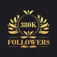 380K Followers celebration design. Luxurious 380K Followers logo for social media followers vector