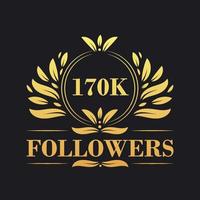 170K Followers celebration design. Luxurious 170K Followers logo for social media followers vector