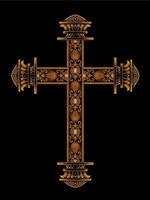 christian cross vector design with fancy ornament
