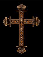 christian cross vector design with fancy ornament