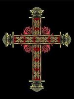 christian cross vector design with fancy ornament