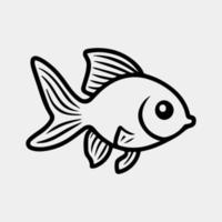 Black and white vector illustration of golden fish