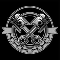 pistones negro y blanco vector emblema