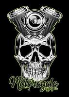 skull with motorcycle machine. skullhead vector illustration