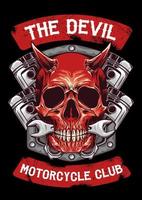 cráneo diablo motocicleta club emblema vector ilustración