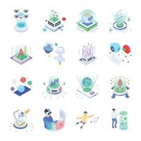 Bundle of Isometric AR and VR Tech Icons vector