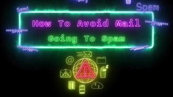 hoe naar vermijden mail gaan naar spam neon groen-roze fluorescerend tekst animatie groen kader Aan zwart achtergrond video